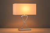 Hourglass Table Lamp – Chrome Finish with Rectangle Shade